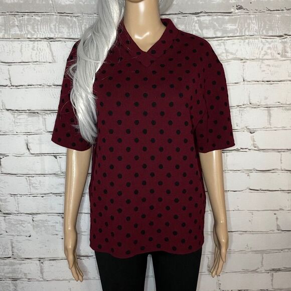 NWOT Marc Jacobs Short Sleeve Wool/Cashmere Red Polka Dot Sweater Size Small - Picture 2 of 9